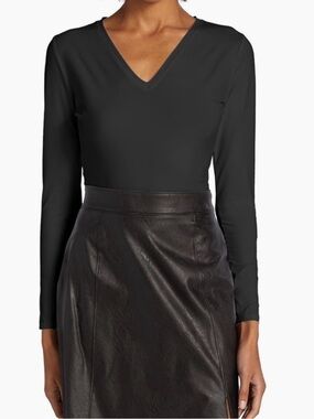 SPANX Black Long Sleeve V-Neck Bodysuit